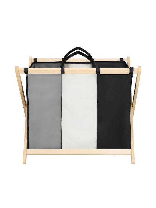 Καλάθι Απλύτων Ξύλινο Πτυσσόμενο 105lt 67x42x57cm Μαύρο