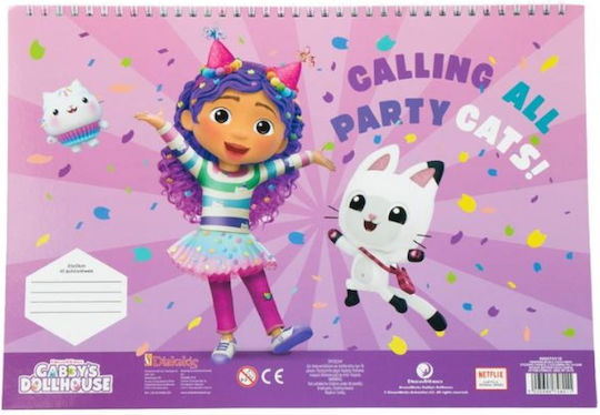 Gabbys Dollhouse Drawing Pad 23x33 40 Sheets Stickers-Stencils 2 Pages Colors 2 Designs