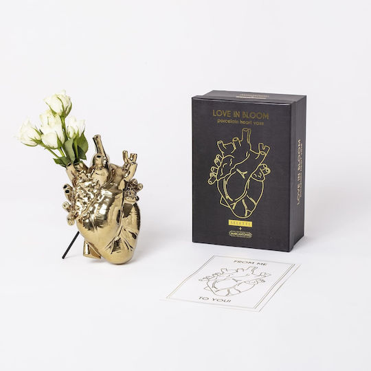 Seletti Decorative Vase Love In Bloom Gold 16.5x9x25cm