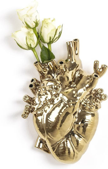 Seletti Decorative Vase Love In Bloom Gold 16.5x9x25cm