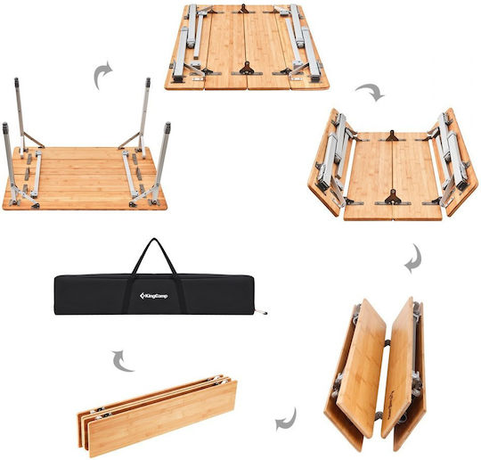 KingCamp Τραπέζι για Camping Πτυσσόμενο 100x65x65cm Καφέ