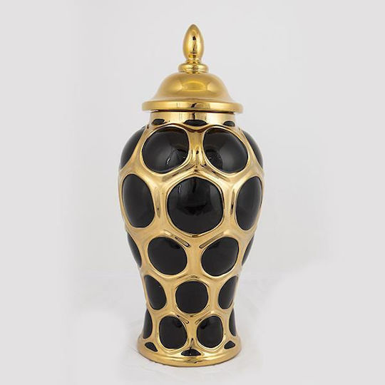 Vază ceramică Estheti Home negru auriu Φ16x33.8cm 752-20014