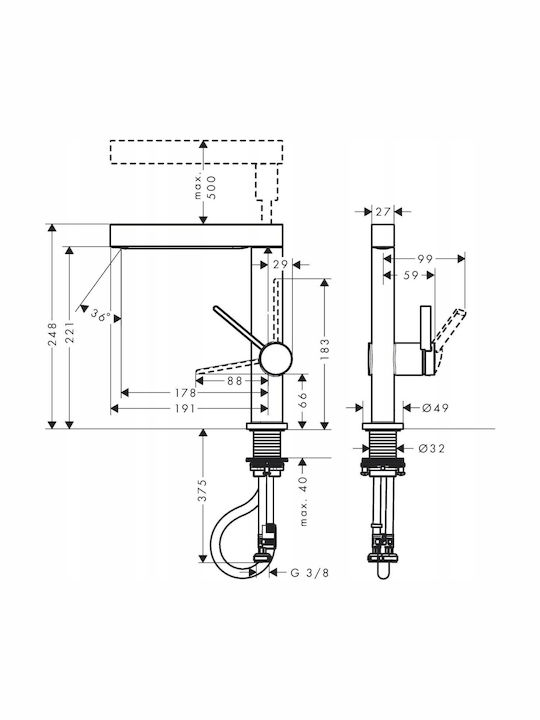 Washbasin Faucet Hansgrohe Finoris 76063670 Black