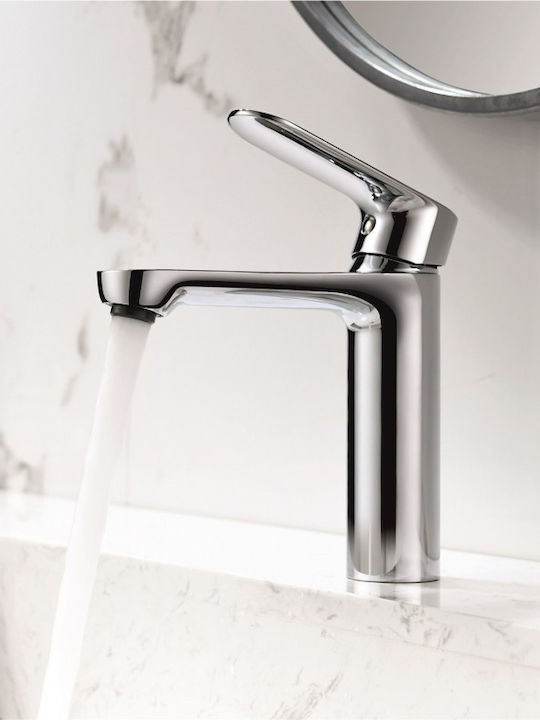 Inter Ceramic Αναμεικτική Μπαταρία Νιπτήρα Ασημί