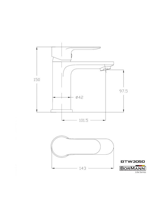 Bormann BTW3050 Mixing Sink Faucet Silver