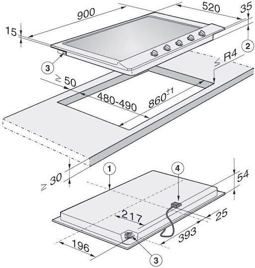 Miele Gaskochfeld Autonom Edelstahl 90x52εκ. Silber