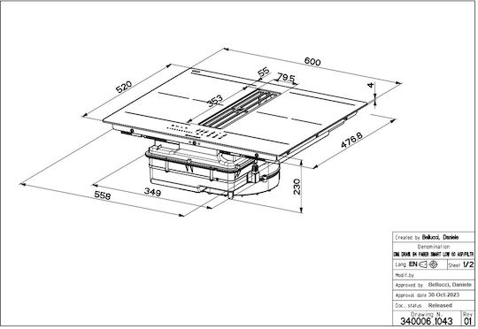 Faber Galileo Slim Plită cu Inducție Autonom cu Hota 60x50εκ.