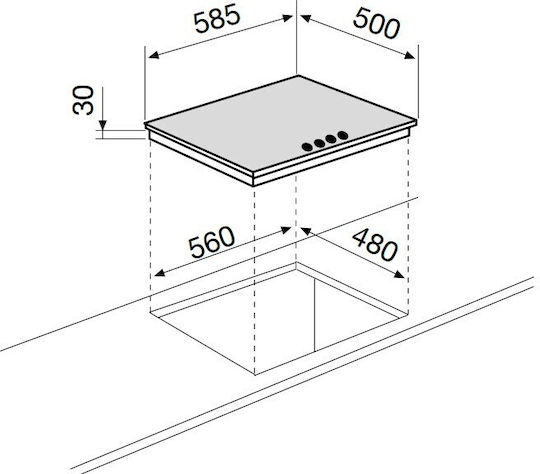 Glem-Gas Gas Cooktop Autonomous 58.5x50εκ.