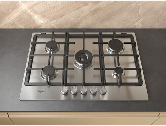 Whirlpool Natural Gas Cooktop Autonomous 75x51εκ. Silver