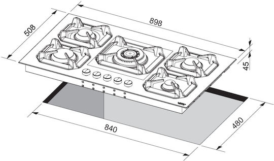 Lofra Gas Cooktop Autonomous 89.8x50.8εκ. Beige