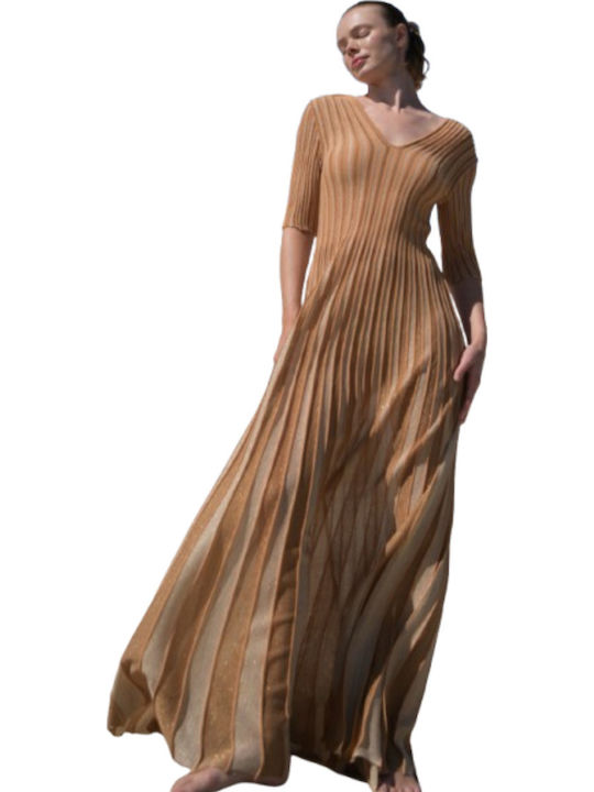 Καλοκαιρινό Maxi Φόρεμα Light Brown-beige