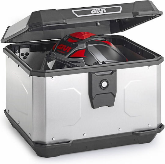 Givi Monolock Μπαγκαζιέρα Μοτοσυκλέτας Αλουμινίου 44lt Ασημί