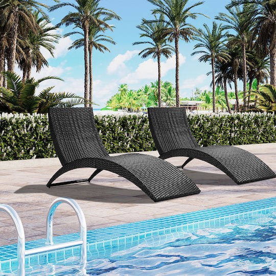 Bakaji Foldable Beach Sunbed Black