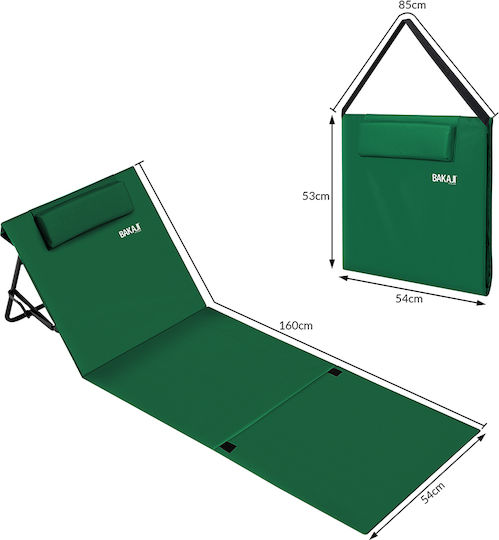 Bakaji Foldable Beach Sunbed Green 160x56x46cm