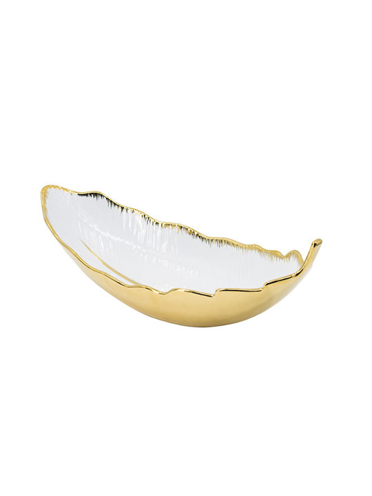 Artekko Leaf Διακοσμητικό Μπωλ Κεραμικό Λευκό 47x18x15.5cm