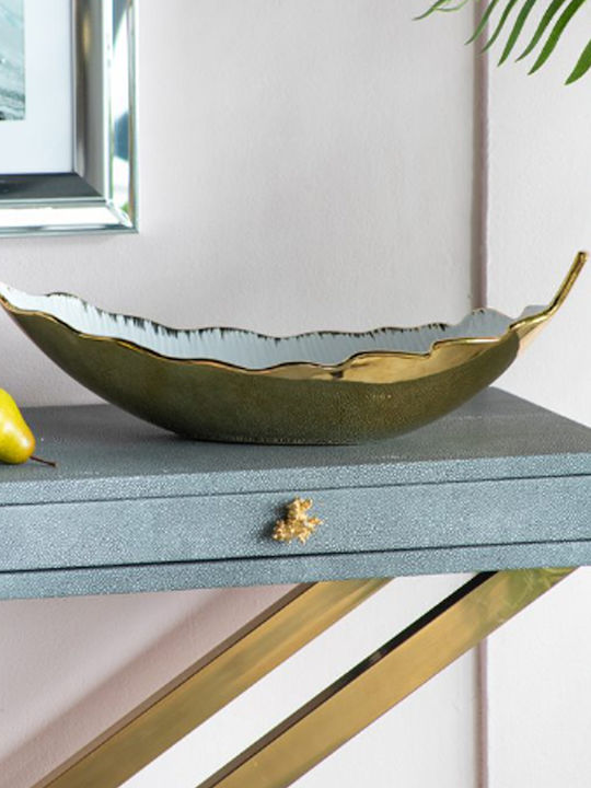 Artekko Leaf Διακοσμητικό Μπωλ Κεραμικό Λευκό 47x18x15.5cm
