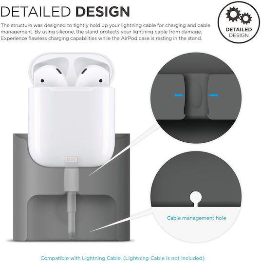 Elago Silicone Βάση Φόρτισης σε Γκρι χρώμα για Apple AirPods