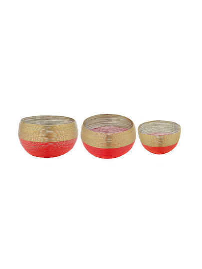 Set 3pcs Dekorative Metallic Schalen Orange-Gold 33x20cm.-26x15cm.-18x11cm Amalthea Capolavoro