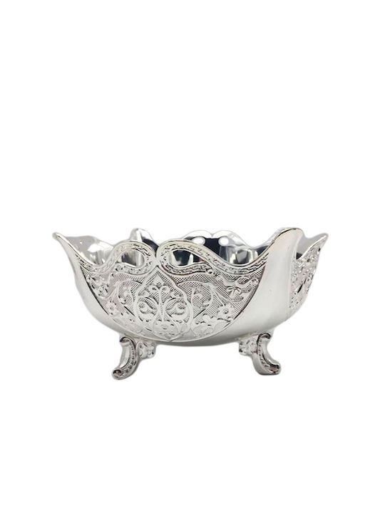 Karvounis Dekorative Schüssel Metall Sockel Silber 19.3x19.3x10.7cm 1Stück