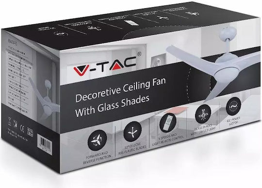 V-TAC Ανεμιστήρας Οροφής 132cm με Φως Λευκός