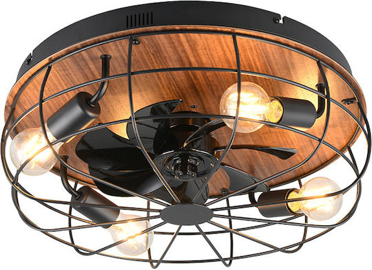 Trio Lighting Trondheim Πλαφονιέρα 48cm με Φως Μαύρη