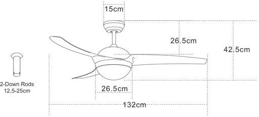 Zambelis Lights Ventilator De Tavan 132cm Cu Lentile De Mărire Negru