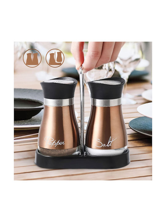 Salt and Pepper Set Inox with Stand 2pcs