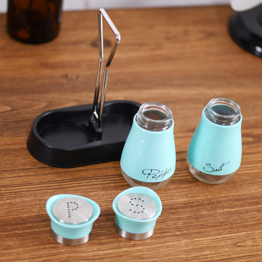 Set Sare și Piper Inox cu Suport 2buc