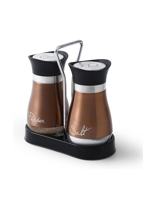 Salt and Pepper Set Inox with Stand 2pcs