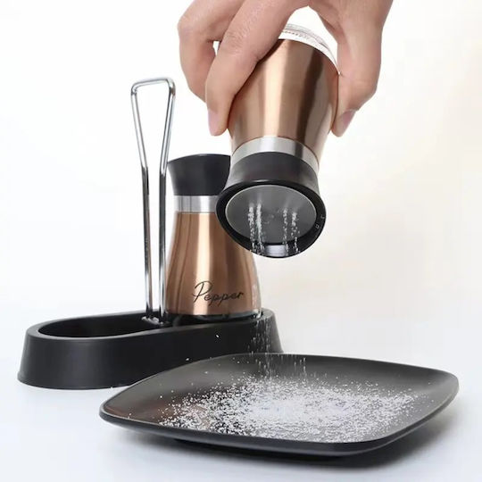 Set Sare și Piper Inox cu Suport 2buc