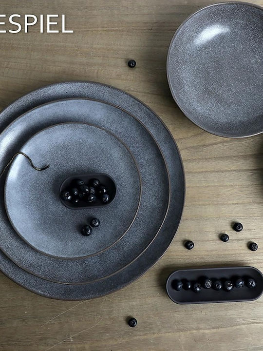 Espiel Oval Ceramic Decorative Platter Etna Gray 36x27x3cm