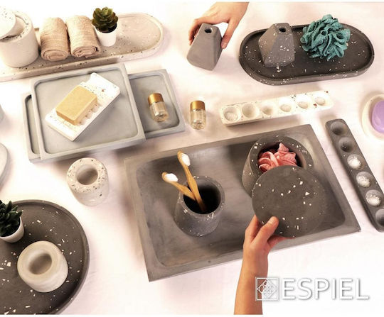 Espiel Dekorative Platte Oval Beton Grey 1Stück 25x15x2cm