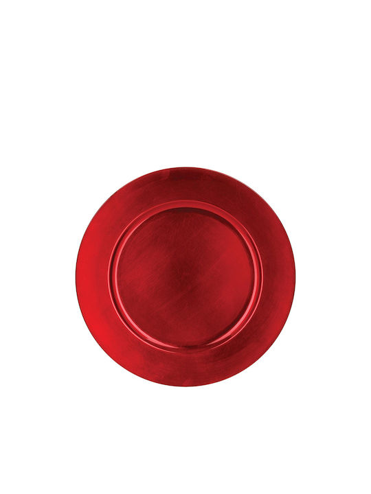 Atmosphera Dekorative Platte Rund Kunststoff Rot 1Stück 33x33cm