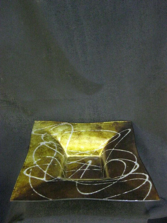 Epiplo-Fos Square Ceramic Decorative Platter Gold 34x34x6cm