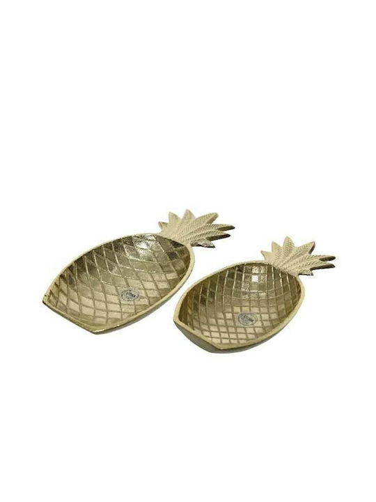 Zen Collection Ceramic Decorative Platter Pineapple Gold 29.5x22x4cm
