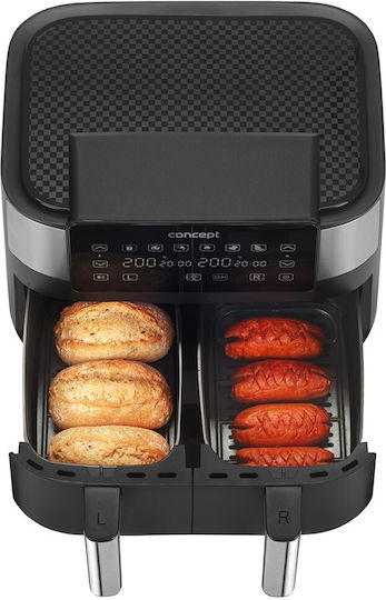 Concept Air Fryer με Διπλό Αποσπώμενο Κάδο 8lt Μαύρο FR8000