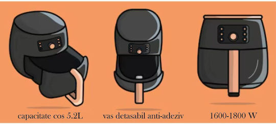 Hausberg Friteuză cu aer 5.2lt Argintiu HB2365