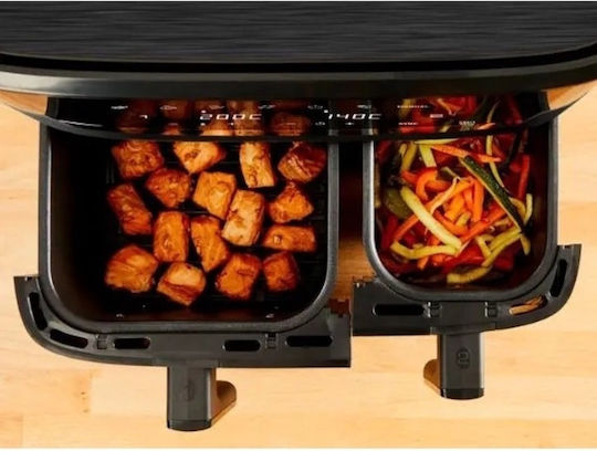 Tefal Dual Easy Heißluftfritteuse mit Doppel-Abnehmbarer Korb 8.3Es Schwarz