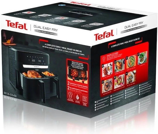Tefal Dual Easy Heißluftfritteuse mit Doppel-Abnehmbarer Korb 8.3Es Schwarz