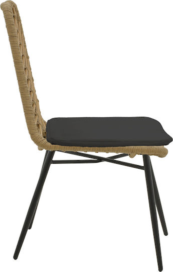 Scaun de exterior Rattan Achillia Brown-black cu pernă 45x60x83cm