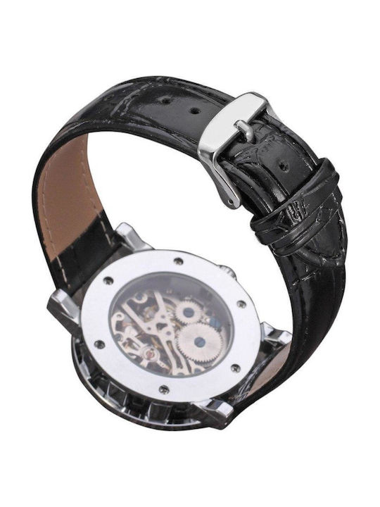 Forsining Ceas Barbati 20mm Baterie cu Curea din Piele Neagră