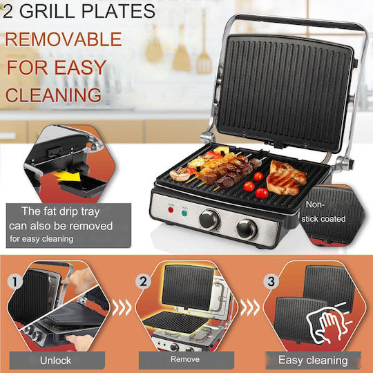 Profi Cook Sandwich Maker pentru for 2 Sandwiches Sandvișuri 2000W Inox
