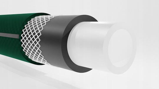 Furtun de grădină premium ranforsat, diametru 1/2", 20 m, protecție UV, presiune 8 bari, 4 straturi, verde