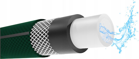 Furtun de grădină premium ranforsat, diametru 1/2", 20 m, protecție UV, presiune 8 bari, 4 straturi, verde