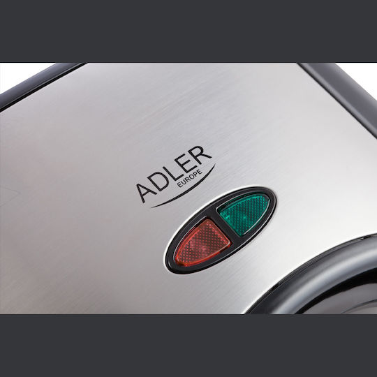 Adler Sandwich Maker pentru for 2 Sandwiches Sandvișuri 750W Inox
