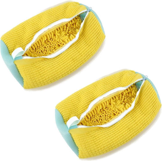 Set saci pentru spălarea încălțămintei Tecos 39x19x9 cm galben, protecție anti-impact, ideal pentru mașina de spălat, 2 bucăți