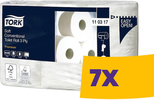 Tork Soft Conventional Premium Тоалетна Хартия 6 Рола 3 Пластове 7 Опаковки
