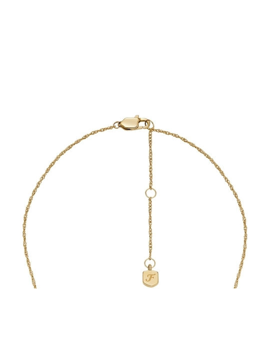Fossil Colier Cu Design Fluture Din Oțel Plăcut Cu Aur Cu Mărgele Și Zircon Albastru Marin