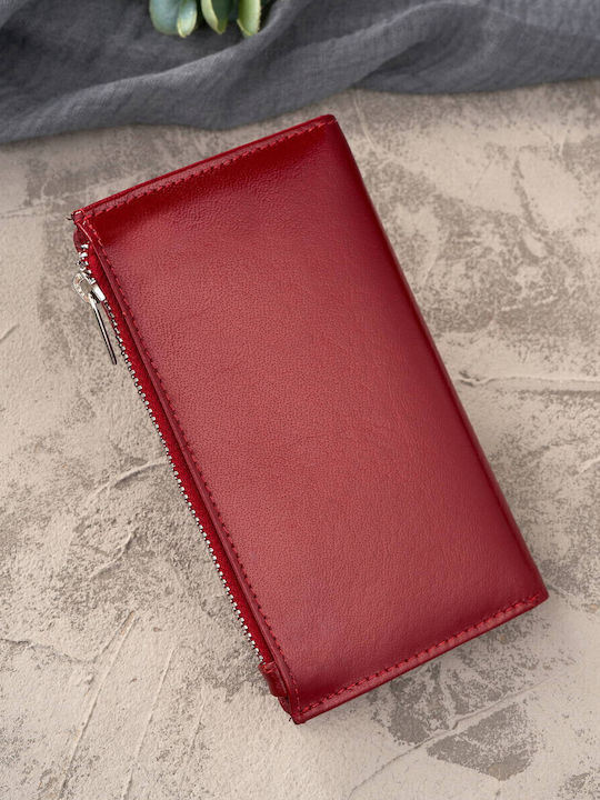 Small Leather Women's Wallet Classic with RFID Red