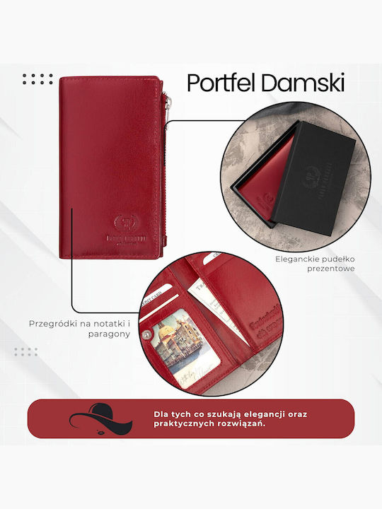 Small Leather Women's Wallet Classic with RFID Red